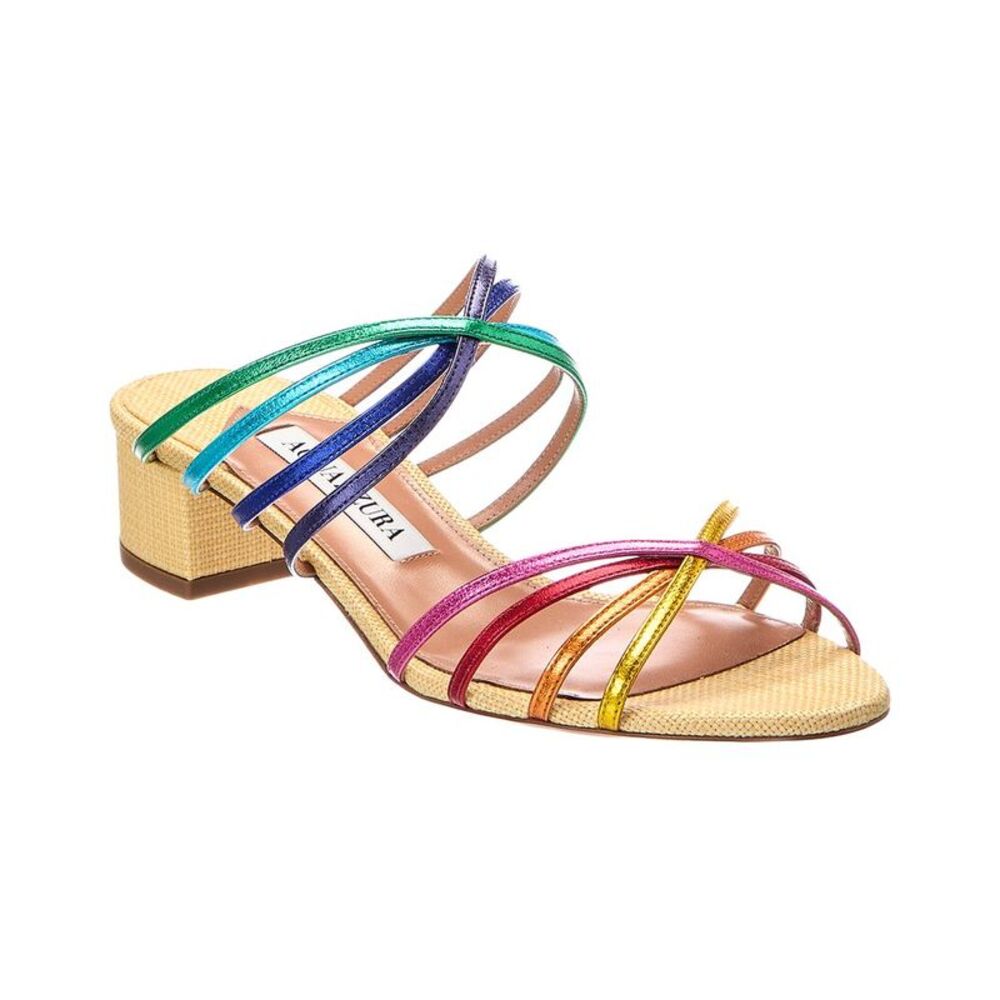 Aquazzura Tell Me 35 Leather Sandal, Multi